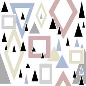geometric retro pattern with rhombuses and triangles in gray, black and beige tones 