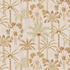 Palm Oasis (aqua/antique gold) MED 