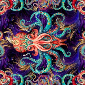 YARD PANEL OCTOPUS TENTACLE 5 PSYCHEDELIC PURPLE GOLD FLWRHT