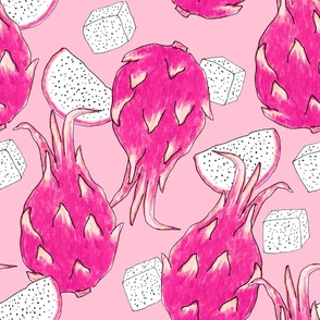 Dragonfruit on a light pink background