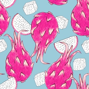 Dragonfruit on a light blue background