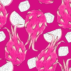 Dragonfruit on a dark pink background