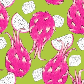 Dragonfruit on a green background