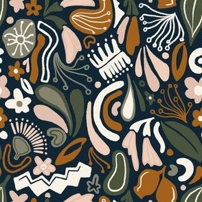 Abstract Floral Navy Large