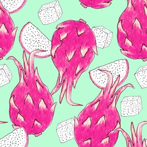 Dragonfruit on a light green background