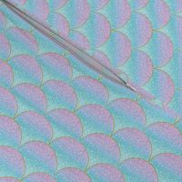 Glittery mermaid fish-scale pattern - gradient of mixed colors: turquoise, sky blue, shades of lavender, bronze, and pale blue