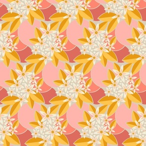 Orange Blossom Flower - Pink & Yellow - Small