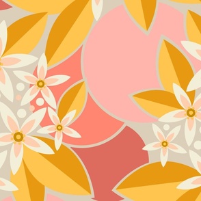 Orange Blossom Flower - Pink & Yellow - Large
