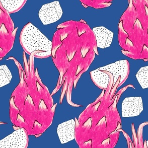 Dragonfruit on a blue background