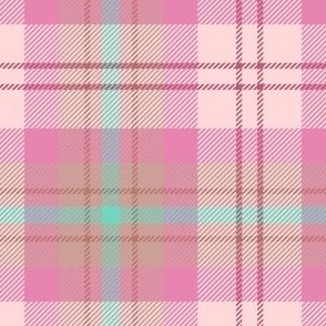 Pink and teal tartan plaid (small scale) 