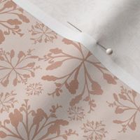 Floral leaves and stems in geometrical patterns, renaissance style in light orange