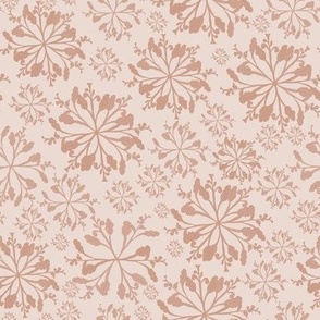 Floral leaves and stems in geometrical patterns, renaissance style in light orange