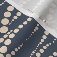 Dotted ocean wave lines horizontal - beige on pastel dark blue background