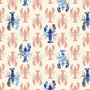 Nautical Lobster Escape in Inky Blue 15IN smaller scale