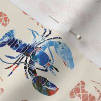 Nautical Lobster Escape in Inky Blue 12IN smallest scale