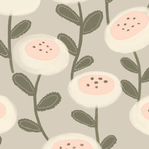 Abstract Minimal Floral - Warm Gray-Pink (Large)