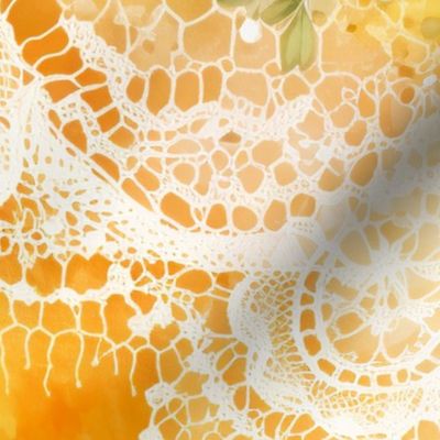 Large Yellow and Gold Honey Lace Floral
