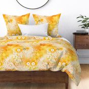 Large Yellow and Gold Honey Lace Floral
