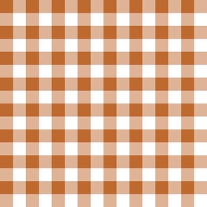 Gingham rust half inch vichy checks, plaid, cottagecore, country, traditional, white