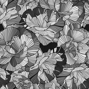 Black and White Line Art Flowers Blossom