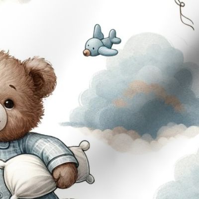 Large Teddy Bear Floating Balloons Baby Boy Nursery