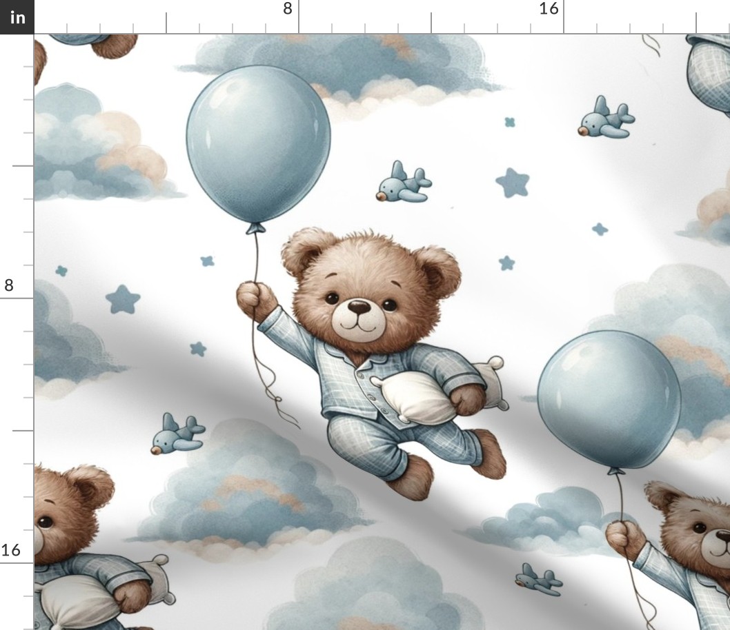 Large Teddy Bear Floating Balloons Baby Boy Nursery