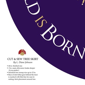 A Child is Born 44" Christmas Tree Skirt | Purple + Gold