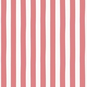 SMALL Circus Stripe, Warm Pink, and soft  White