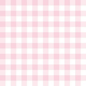 Gingham baby pink half inch vichy checks, plaid, cottagecore, traditional, country, white