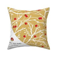 Winterberries 44" Cut & Sew  DIY Christmas Tree Skirt | Gold, Red, White