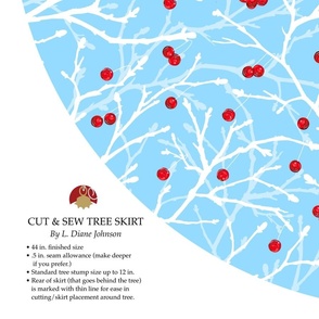 Winterberries 44" Cut & Sew  DIY Christmas Tree Skirt | Sky Blue