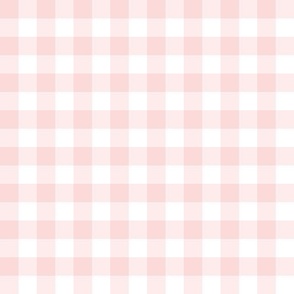 Gingham blush ballet pink half inch vichy checks, plaid, cottagecore, traditional, country, white