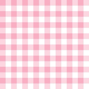 Gingham bubblegum pink half inch vichy checks, plaid, cottagecore, country, traditional, white