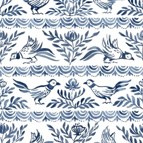 blue pheasant, folk pattern
