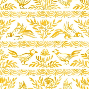 yellow pheasant, folk pattern