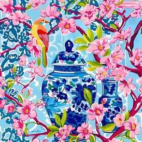 Chinoiserie ginger jars and cherry blossom