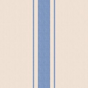 Stripes with Linen Texture Steel Blue Beige