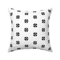 Halfdrop Black and White Trumpet Flower Simple Geometric Pattern on White - Small