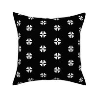 Halfdrop Black and White Trumpet Flower Simple Geometric Pattern on Black - Small Bookcloth Print
