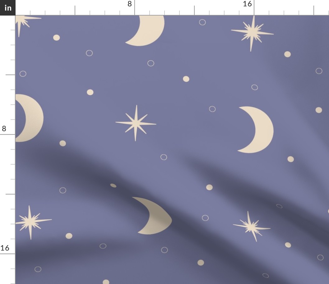 Crescent Moons and Stars on Purple