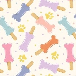 Dog Popsicles - Pawsicles - multi pastel on cream - Summer Dog Bone Pops - LAD24