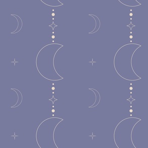 Crescent Moon and Stars on Purple
