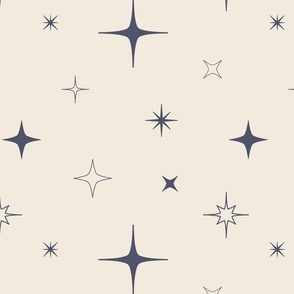 Purple Stars and Sparkles on White