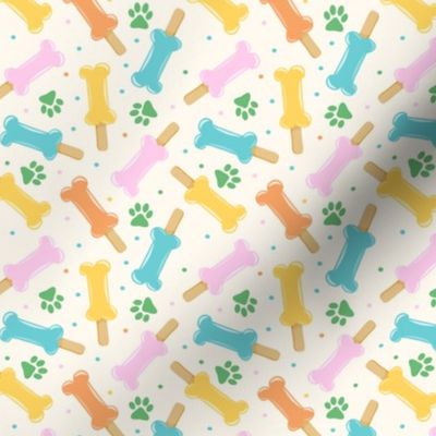 (small scale) Dog Popsicles - Pawsicles - multi on cream - Summer Dog Bone Pops - LAD24