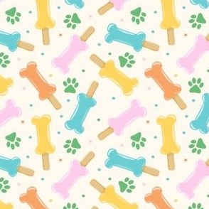 (small scale) Dog Popsicles - Pawsicles - multi on cream - Summer Dog Bone Pops - LAD24