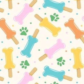 Dog Popsicles - Pawsicles - multi on cream - Summer Dog Bone Pops - LAD24