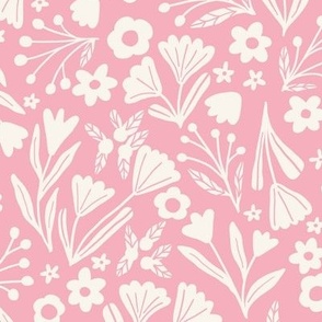 Summer ditsy wildflowers - Pink - Medium scale