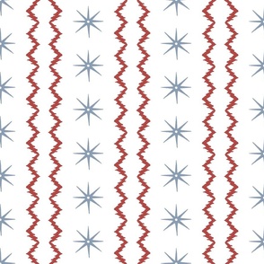 Smaller STARS AND STRIPES Tomato Red and Denim Wash 