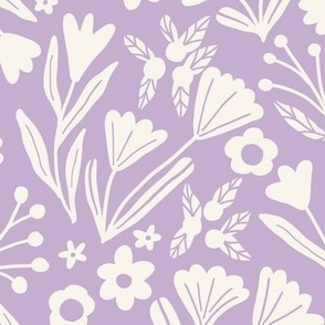 Summer ditsy wildflowers - Lilac - Large scale