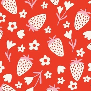 Summer strawberries - Coral red - Medium scale